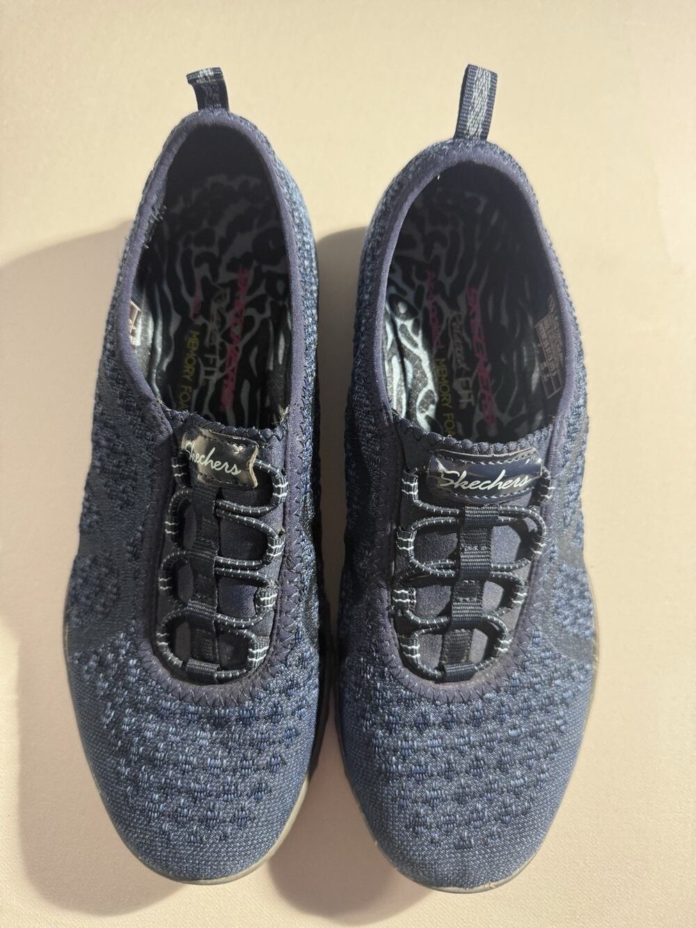 Skechers Relaxed Fit Womens Navy Lace-Up Memory Foam Walking Sneaker 23028